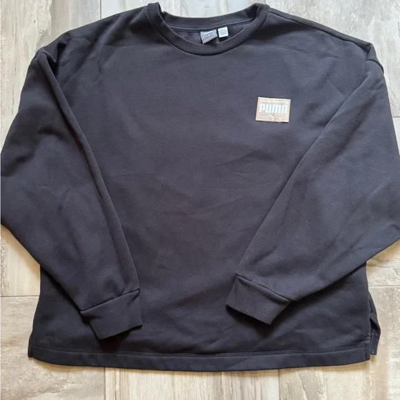 Puma Black Cropped Crewneck - Picture 1 of 4